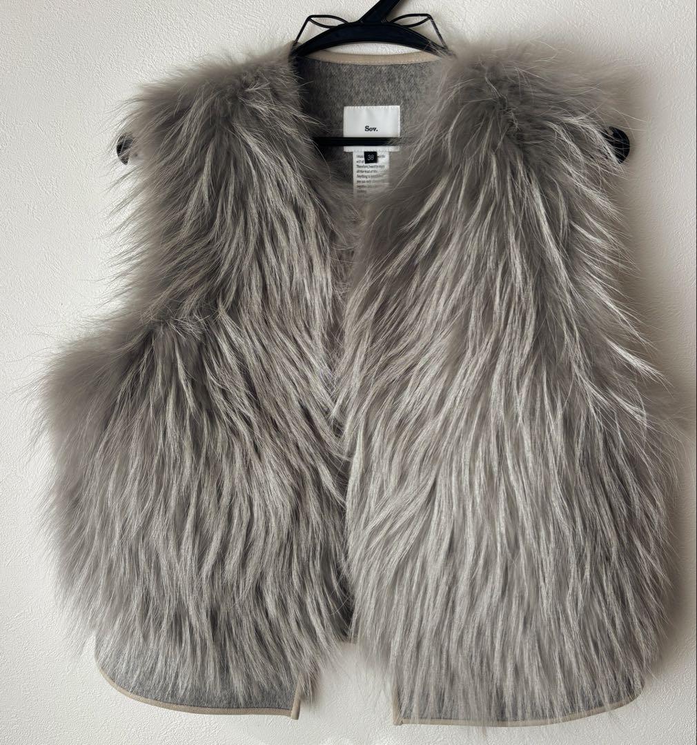 ダブスタ　Sov. ソブ リアルファー ベスト　ホワイトラクーン　超美品