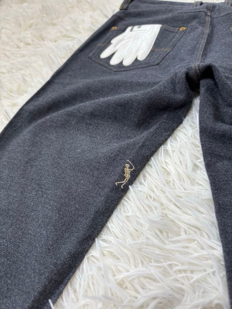 【MARK&LONA】ゴルフパンツ グローブ スカル グレー M 美品