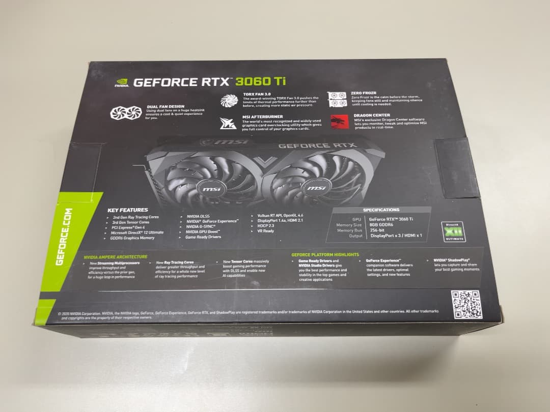 グラフィックボード・グラボ・ビデオカード GeForce RTX 3060Ti VENTUS 2X MSI non LHR
