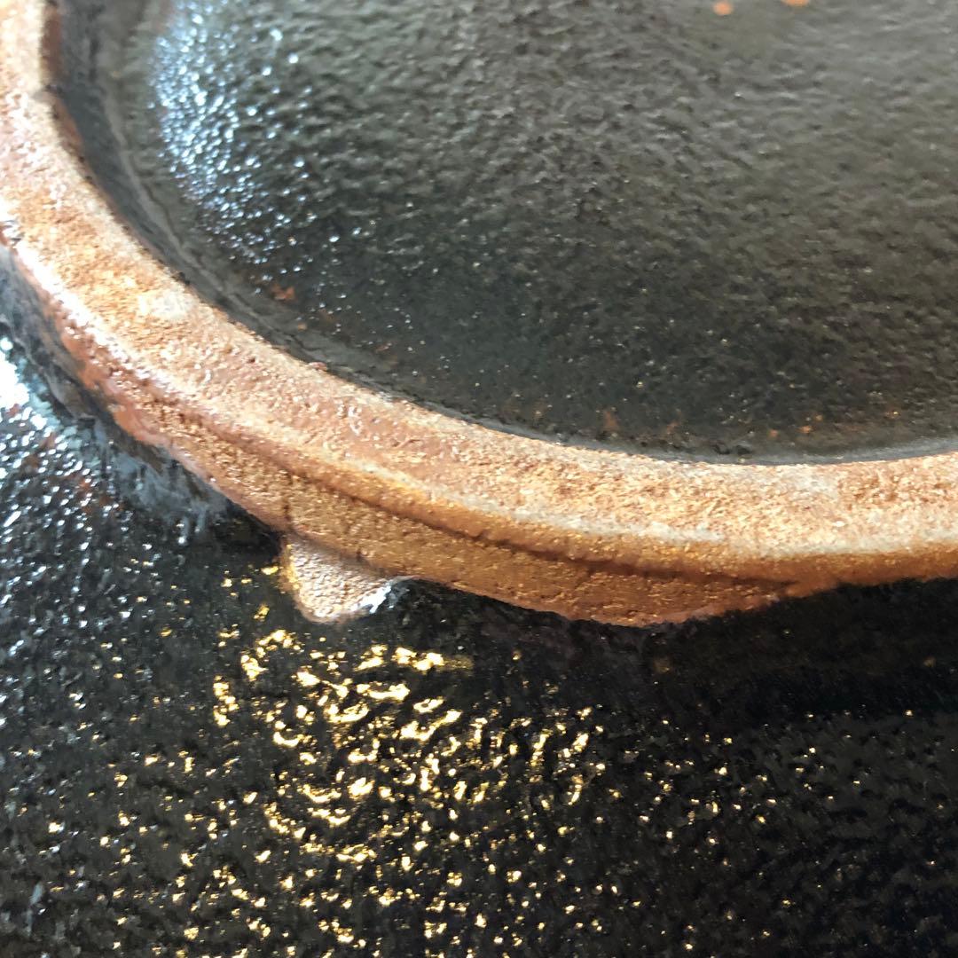 丹波立杭焼清水俊彦窯の黒釉花弁尺鉢：検）民藝　生田和孝