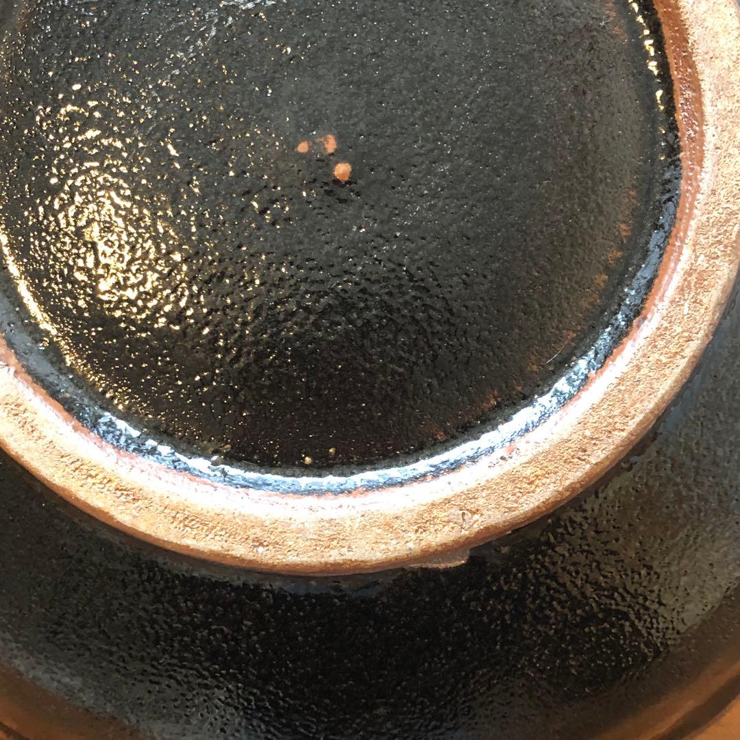 丹波立杭焼清水俊彦窯の黒釉花弁尺鉢：検）民藝　生田和孝