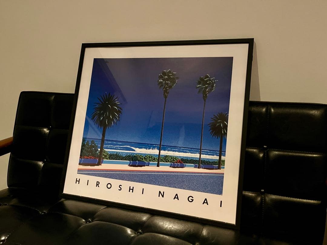 ビンテージ永井博 額装レアポスター 鈴木和人シティポップわたせせいぞう ポスター