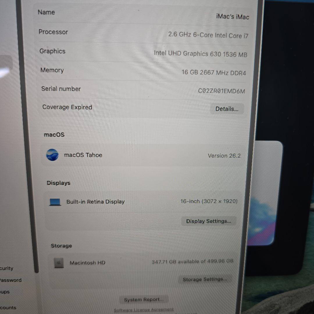 Z*@様 MacBook Pro 16インチ Core i7 16GB SSD5