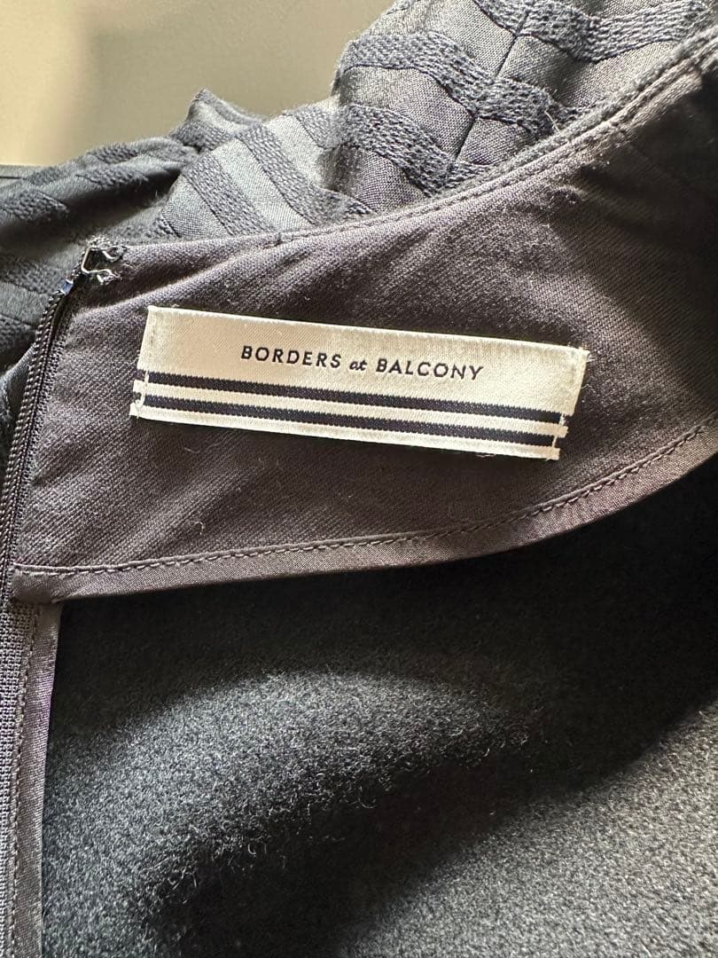 BORDERS at BALCONY ウールワンピース 七分袖 ストライプ36