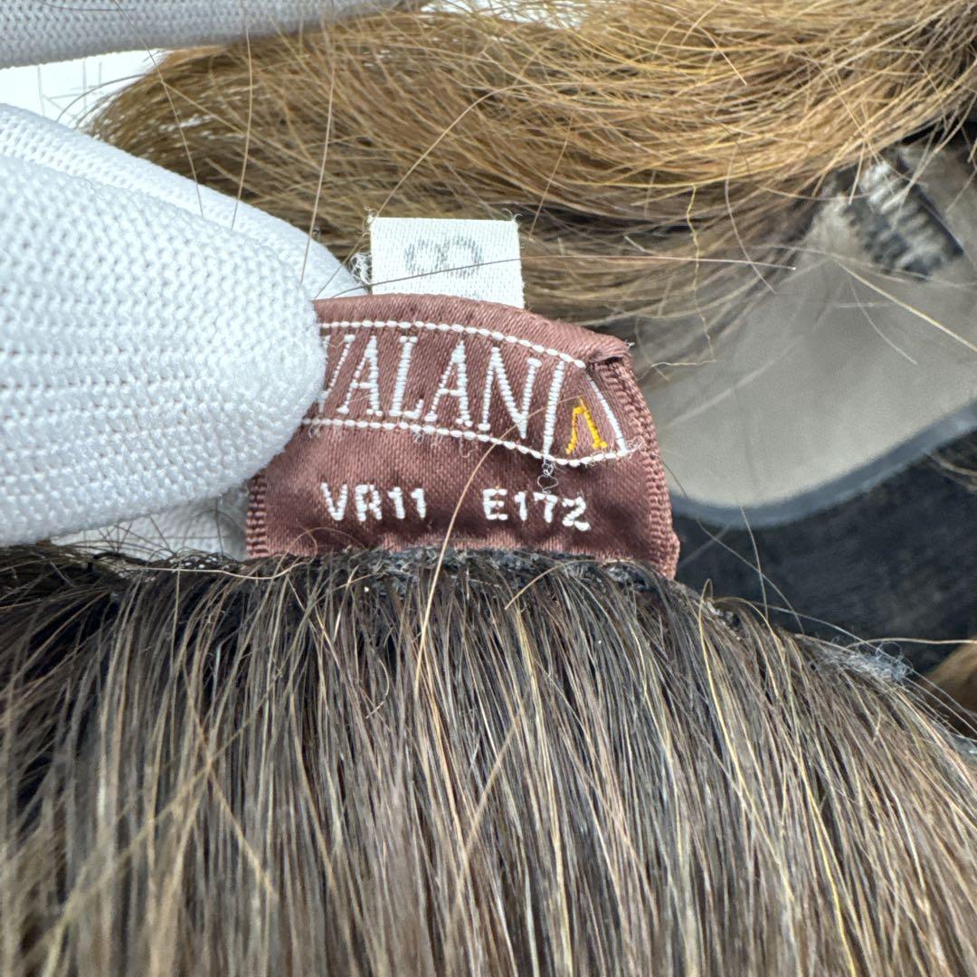 美品 フォンテーヌ 人毛100%フルウィッグ ブラウン系 ウェーブ パーマ