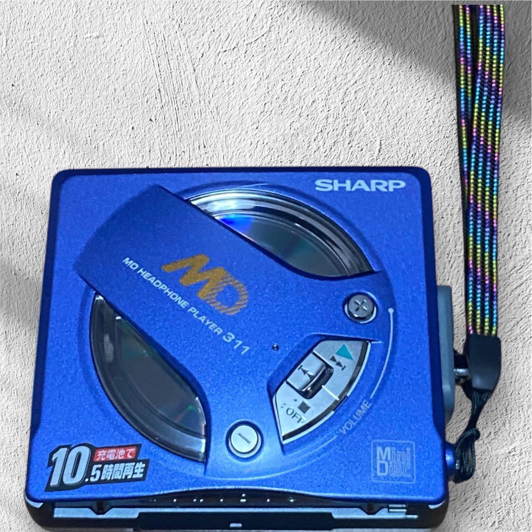 【極美品】SHARP ポータブルMDプレーヤー MD-SS311S-A/ブルー