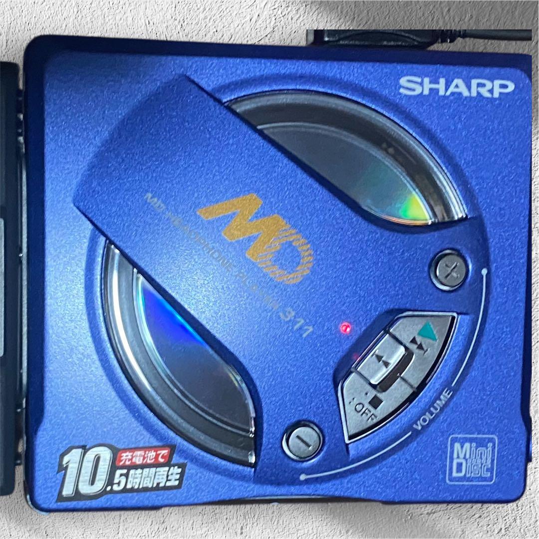 【極美品】SHARP ポータブルMDプレーヤー MD-SS311S-A/ブルー