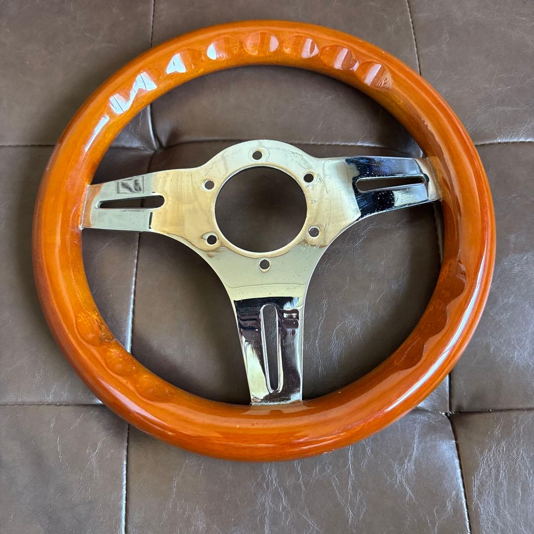 ウッド製3スポークステアリング