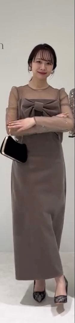 Leja 2WAYリボンビスチェドットストーンベロアワンピースドレス