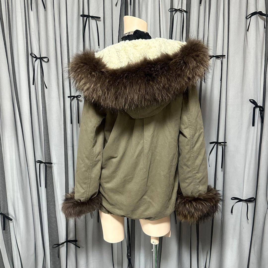 平成ギャル y2k　リアルファー付き　ミニタリーモッズコート　フェアリーグランジ