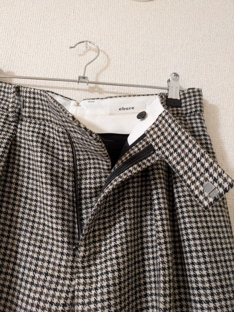 美品　ebure❋エブールチェックワイドタックパンツ❋ロンハーマン