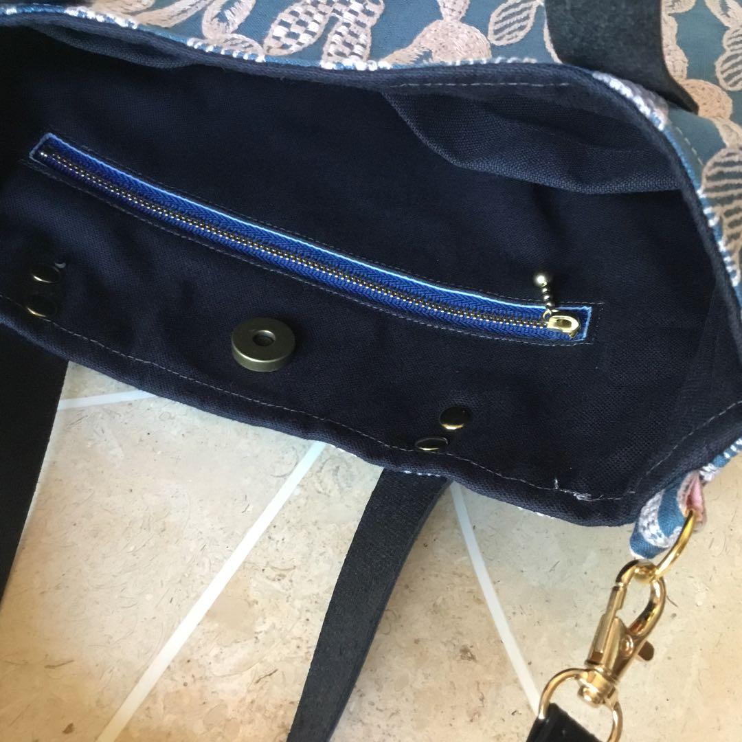 ミナペルホネンpomppiaブルー　2Wayショルダーバッグハンドメイド