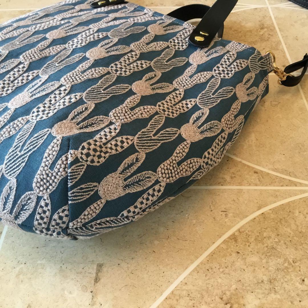 ミナペルホネンpomppiaブルー　2Wayショルダーバッグハンドメイド