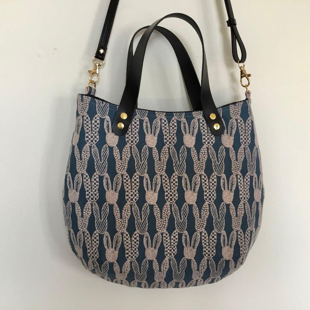 ミナペルホネンpomppiaブルー　2Wayショルダーバッグハンドメイド