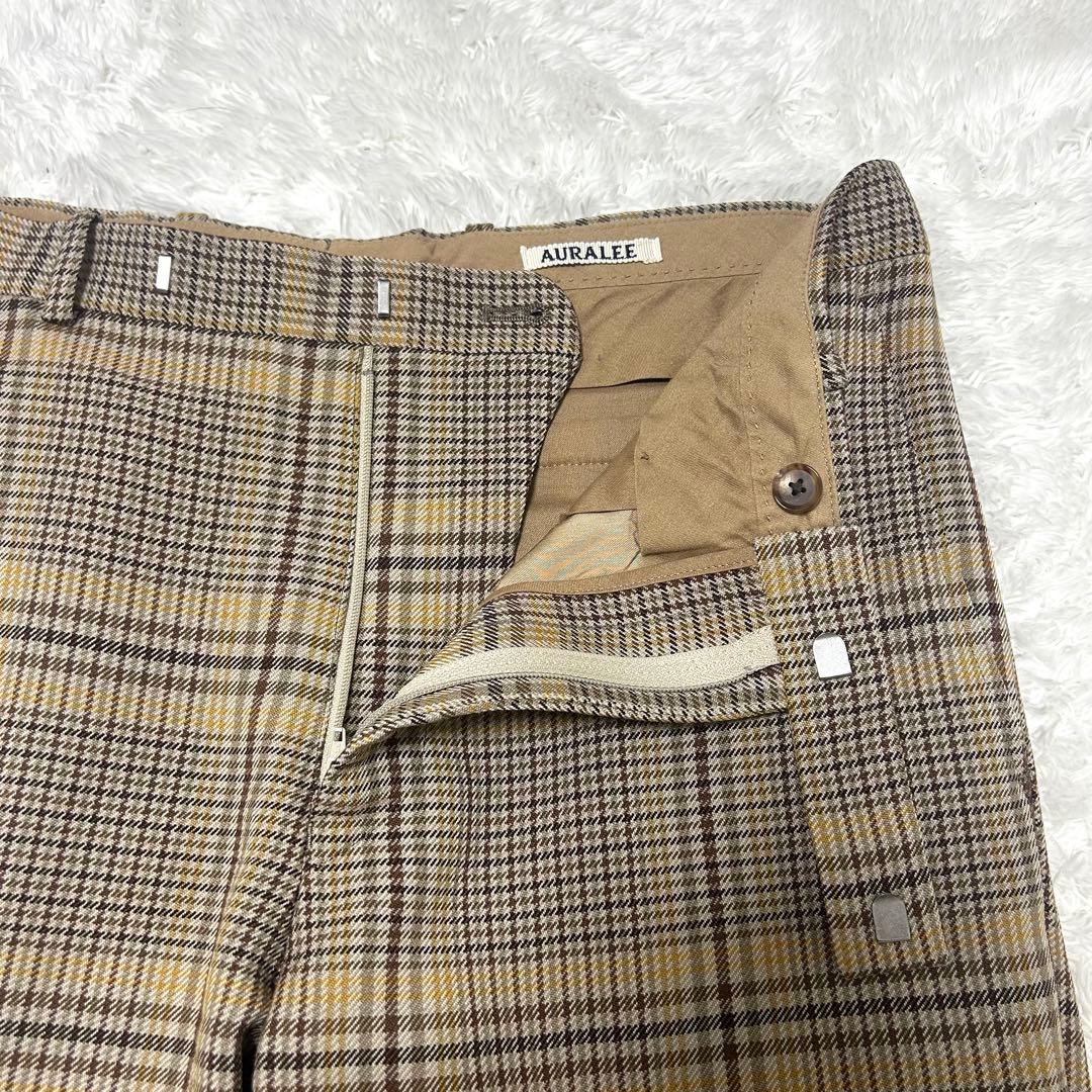 極美品✨AURALEE WOOL SERGE CHECK SLACKS サイズ4