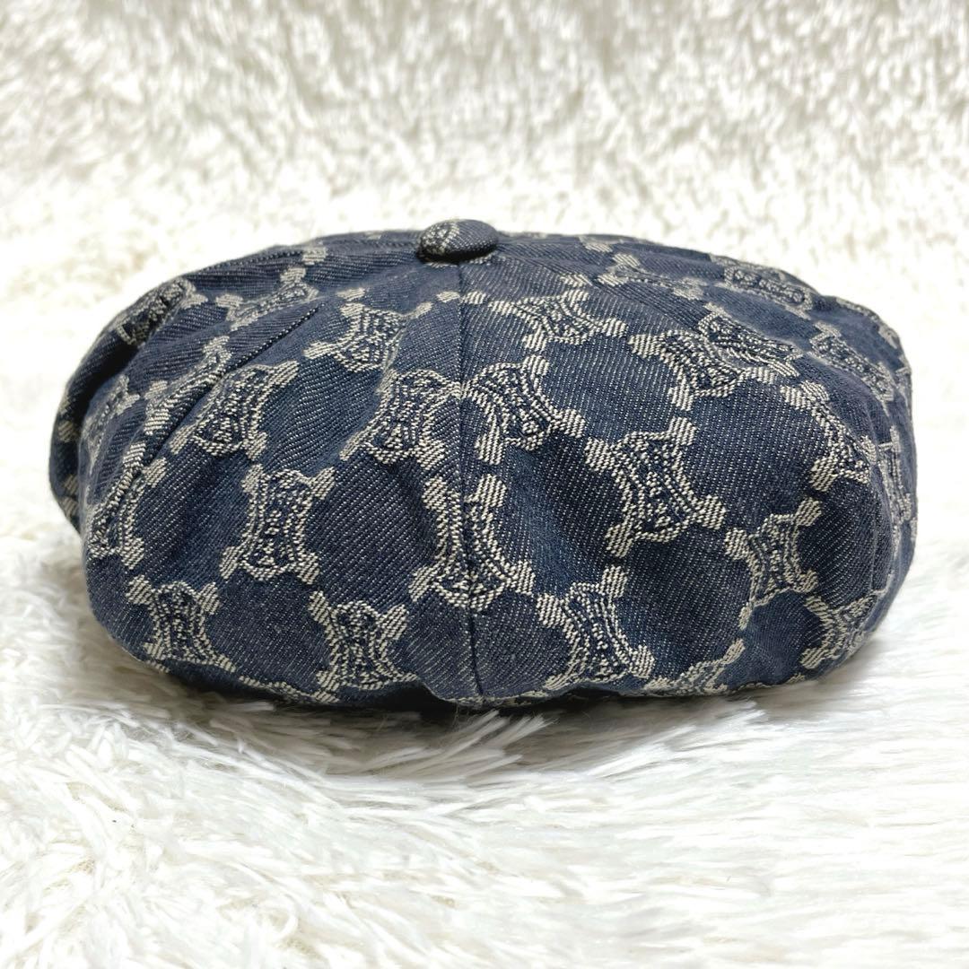 【稀少 ヴィンテージ】CELINE キャスケット M マカダム デニム スタッズ