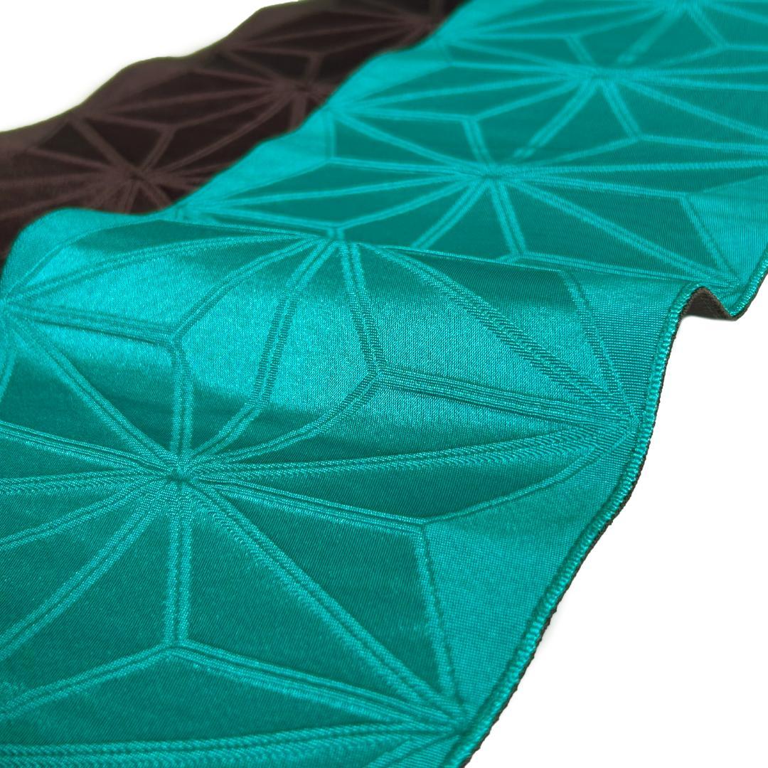 半幅帯 半巾帯 全通柄 洗える 撫松庵 ターコイズグリーン ポリエステル MWR