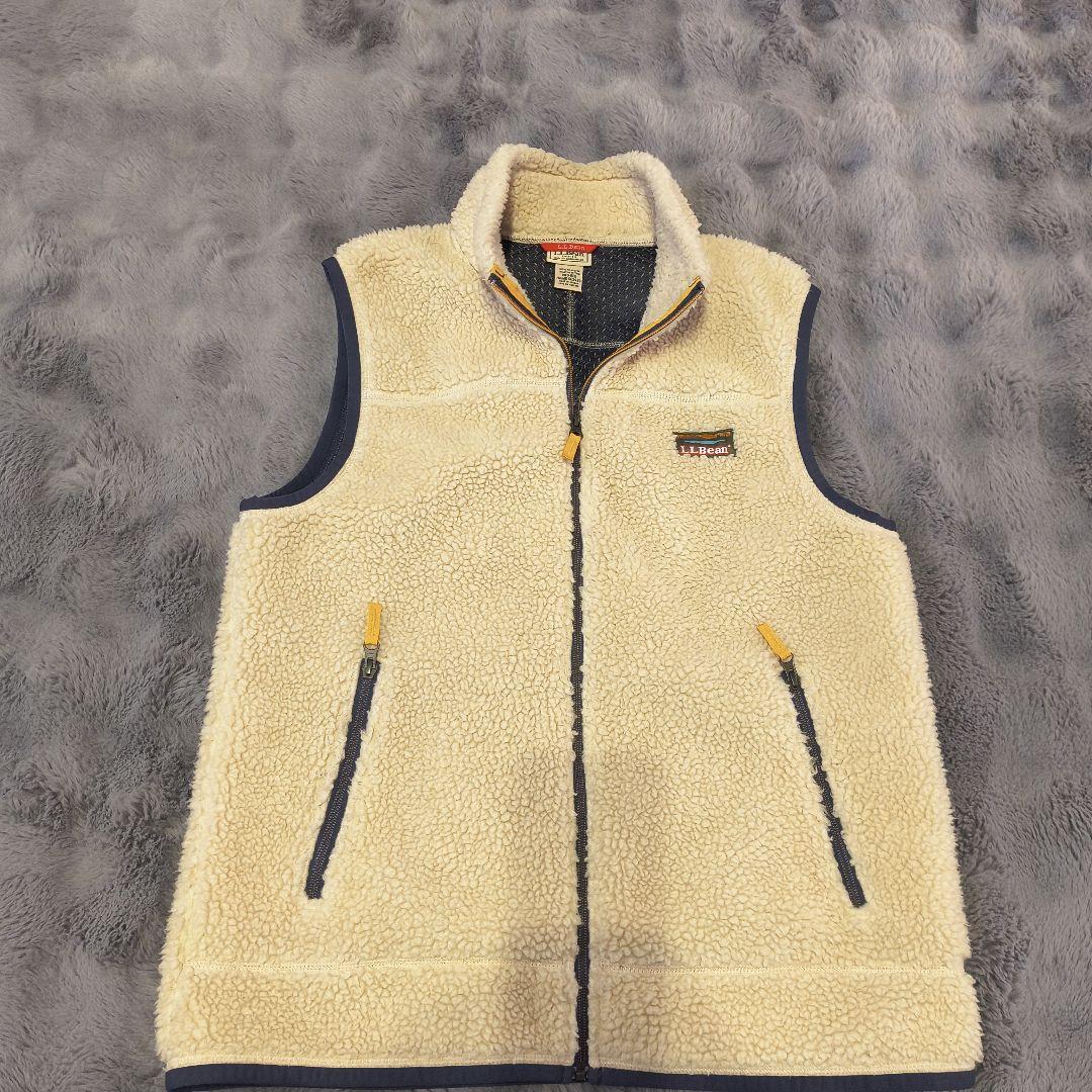 LL.Bean ジップアップベスト M ボア フリース クリーム色