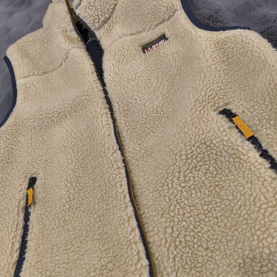 LL.Bean ジップアップベスト M ボア フリース クリーム色