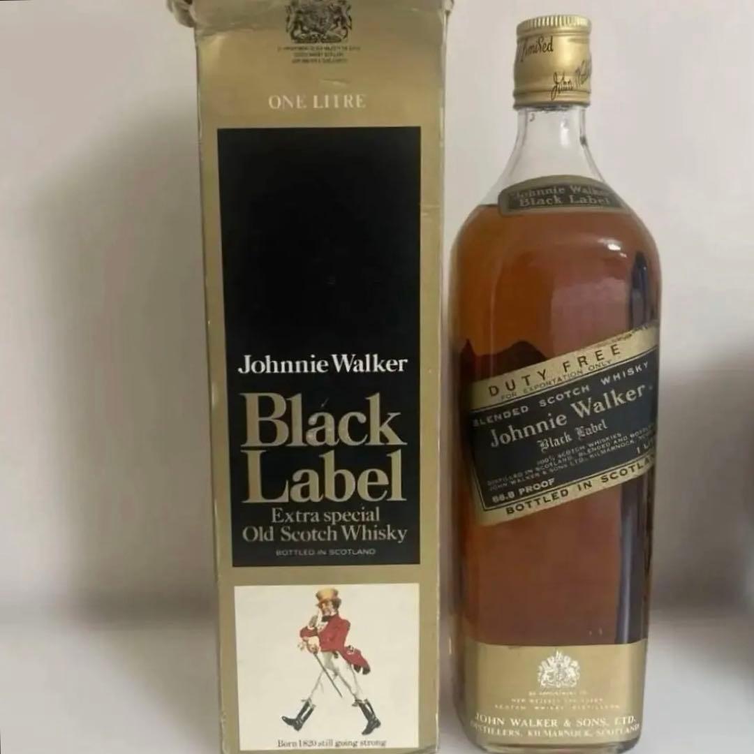 【未開封】ジョニーウォーカー ブラックラベル 金キャップ 白紋章 1L 古酒