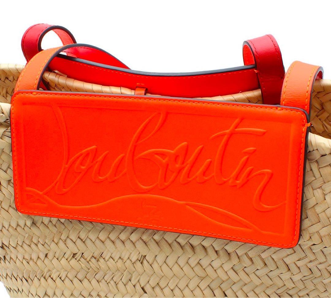 G2937 未使用 クリスチャンルブタン ルビショア ラフィア レザーカゴバッグ