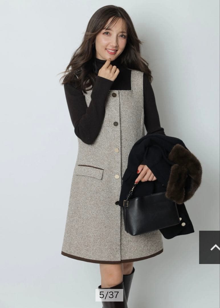 Apuweiser-riche スクエアネックミニジャンスカ　【モカ/M】