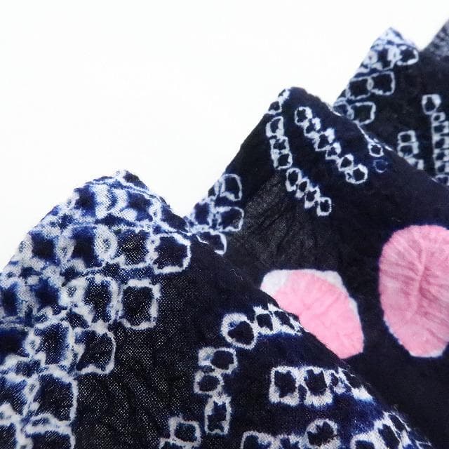 Y1126◆美品 綿 有松鳴海絞り 洗える夏着物 居敷当て付 手縫い 高級浴衣