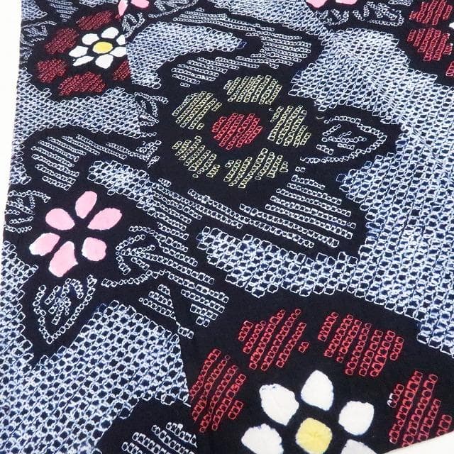 Y1126◆美品 綿 有松鳴海絞り 洗える夏着物 居敷当て付 手縫い 高級浴衣