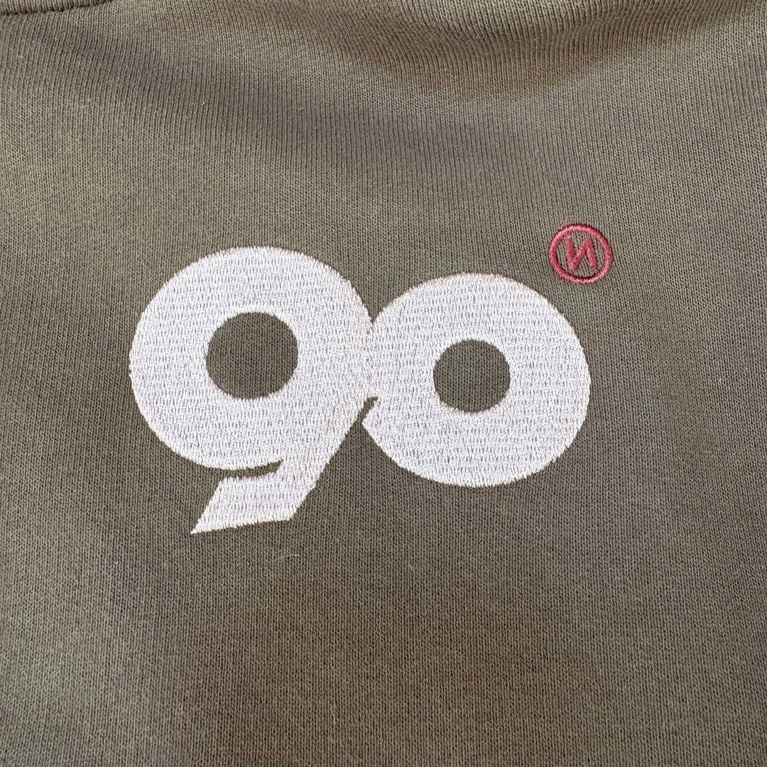 【美品】9090 フーディー パーカー S ブラウン 刺繍ロゴ