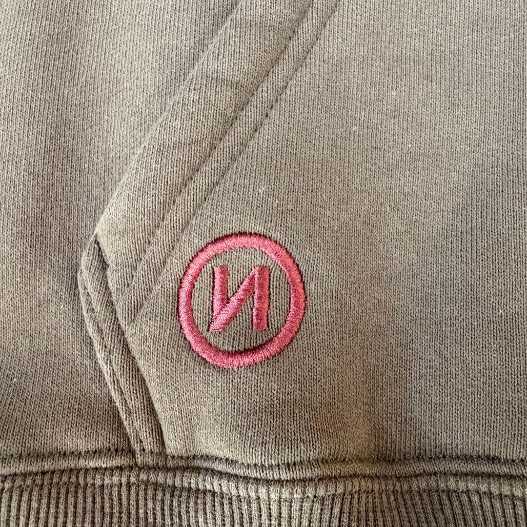 【美品】9090 フーディー パーカー S ブラウン 刺繍ロゴ