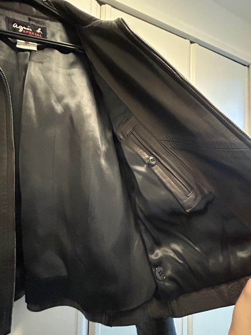 アニエスベー　シングルライダースジャケット