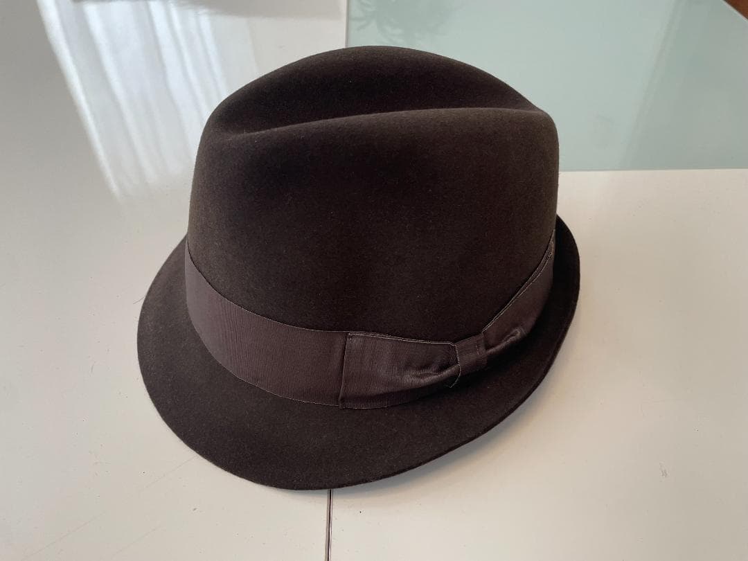 未使用　ボルサリーノ　60　Borsalino　茶色　ラビット　イタリア製
