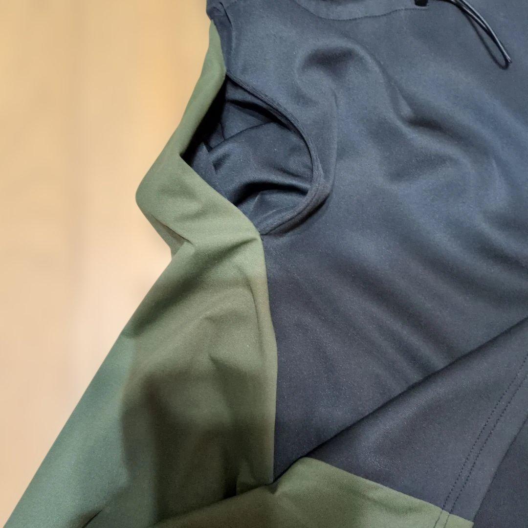 スカラーバイカラー異素材切り替えロングワンピース