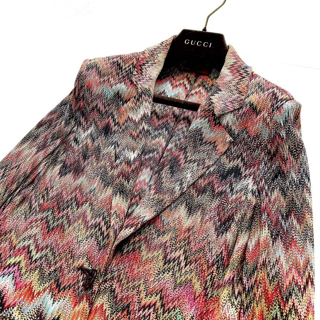 希少✨ミッソーニ　最高級オレンジタグ　ニットジャケット　マルチカラー　ジグザグ柄