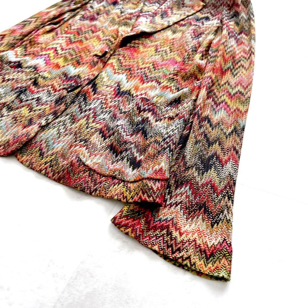 希少✨ミッソーニ　最高級オレンジタグ　ニットジャケット　マルチカラー　ジグザグ柄