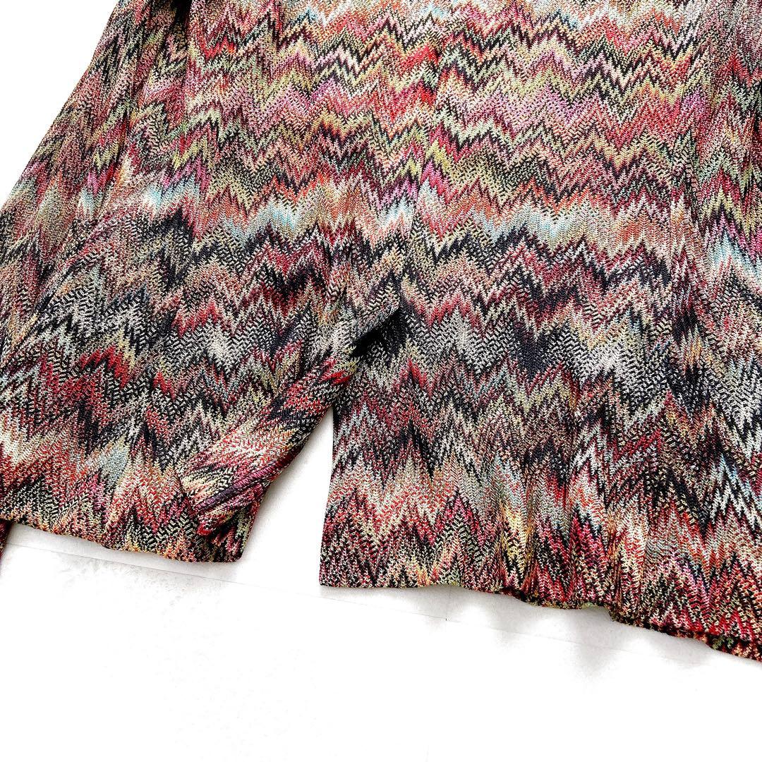 希少✨ミッソーニ　最高級オレンジタグ　ニットジャケット　マルチカラー　ジグザグ柄