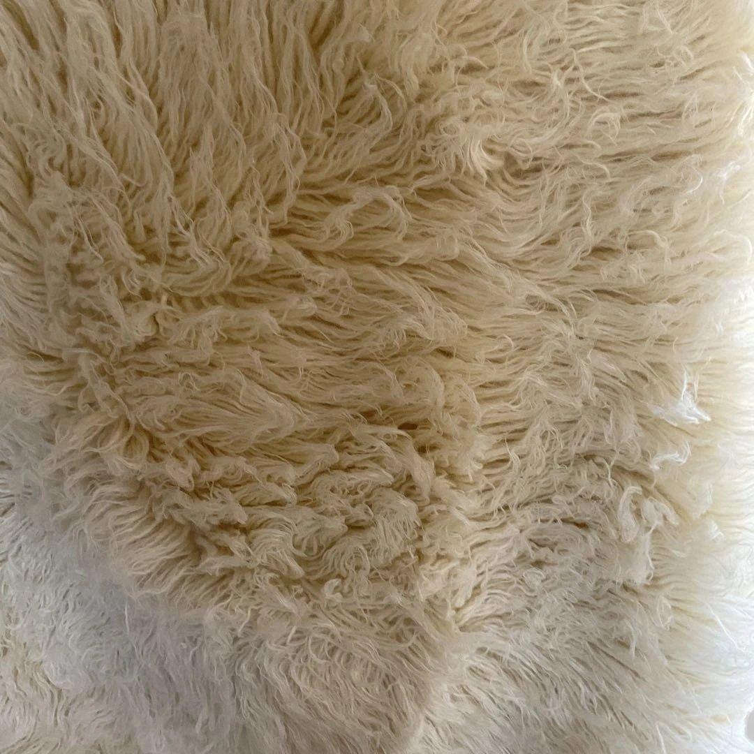 ギリシャ製　白色　ヤギ　ゴートファーラグ　毛布