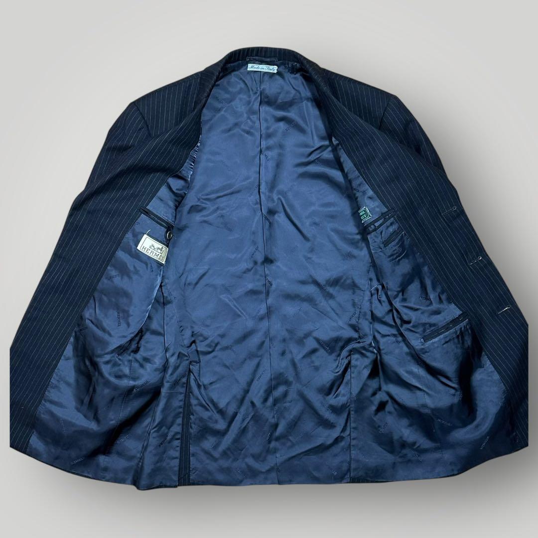 HERMES エルメス ネイビー ストライプ テーラードジャケット