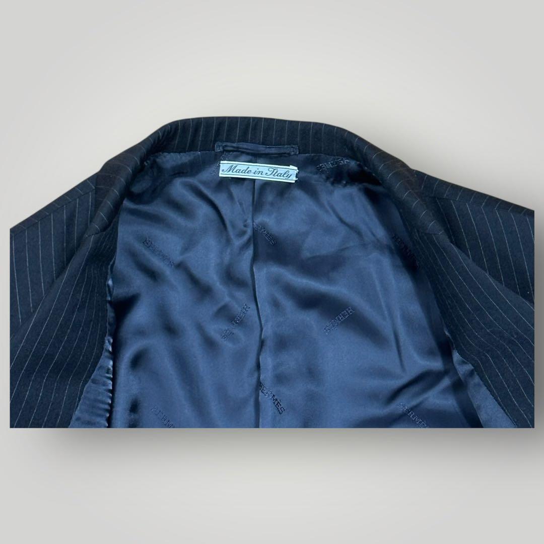 HERMES エルメス ネイビー ストライプ テーラードジャケット