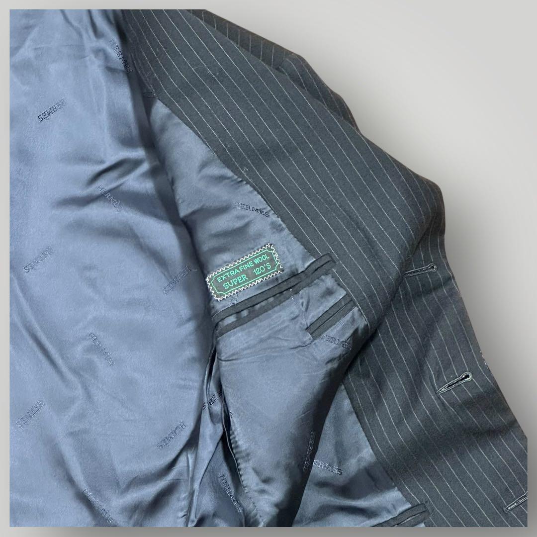 HERMES エルメス ネイビー ストライプ テーラードジャケット