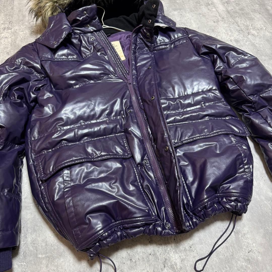 OLD UNIQLO Y2K 光沢パープル プレミアムダウンジャケット ファー