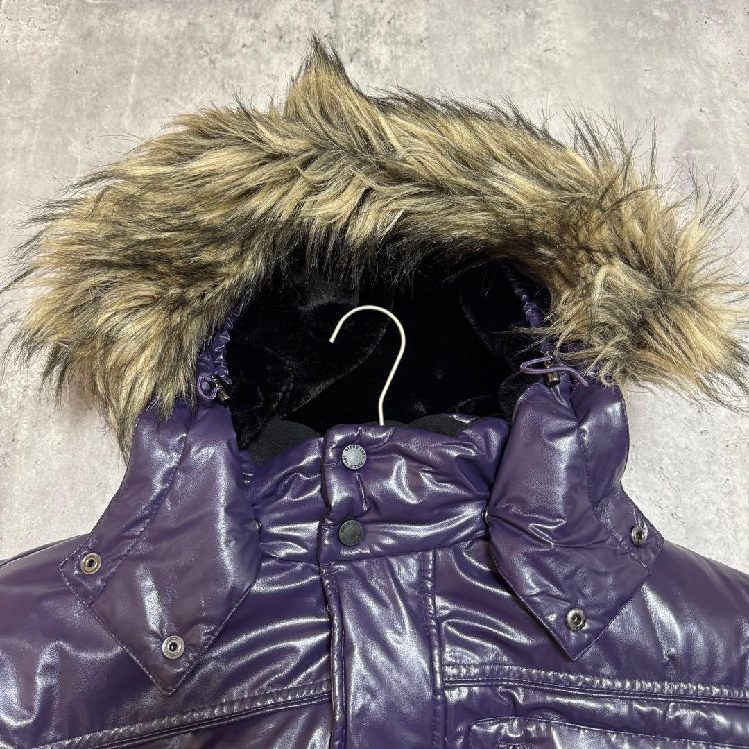 OLD UNIQLO Y2K 光沢パープル プレミアムダウンジャケット ファー