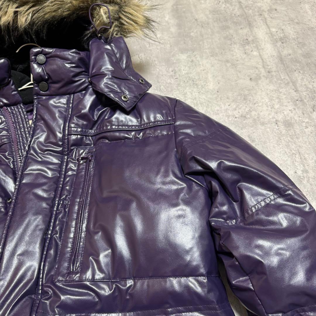 OLD UNIQLO Y2K 光沢パープル プレミアムダウンジャケット ファー