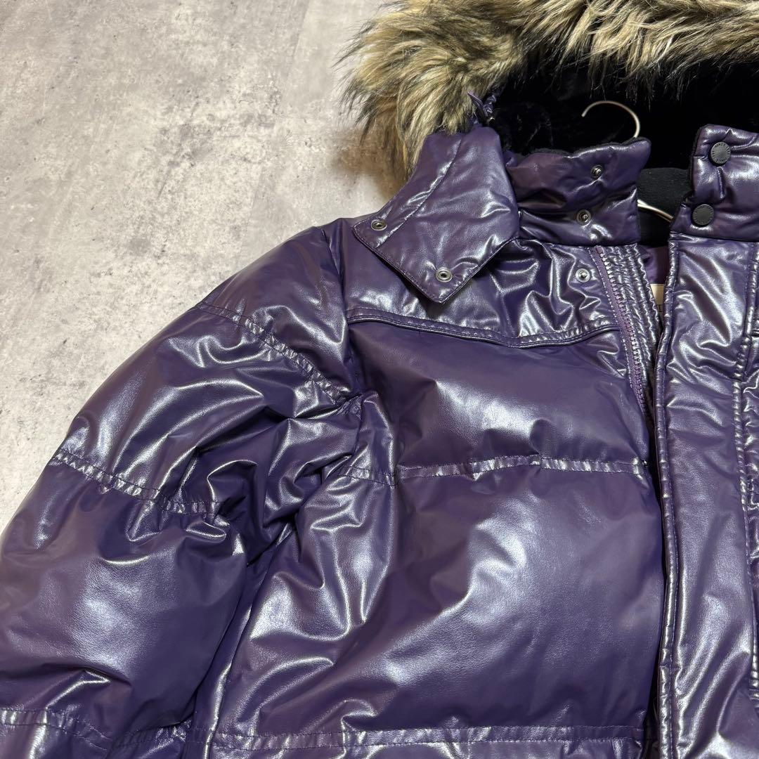 OLD UNIQLO Y2K 光沢パープル プレミアムダウンジャケット ファー