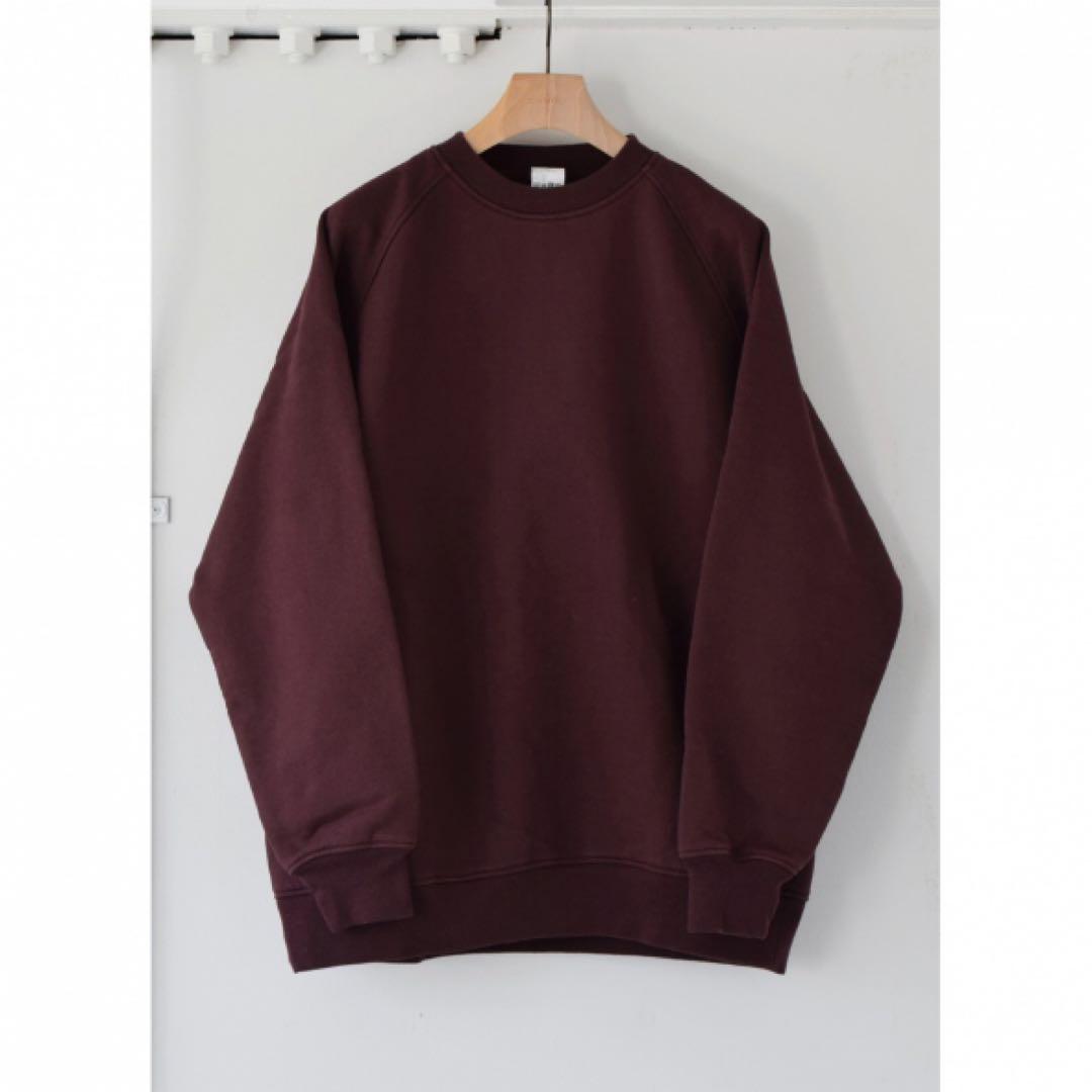 COMOLI 23AW コットン吊裏毛クルーネック 2 バーガンディ
