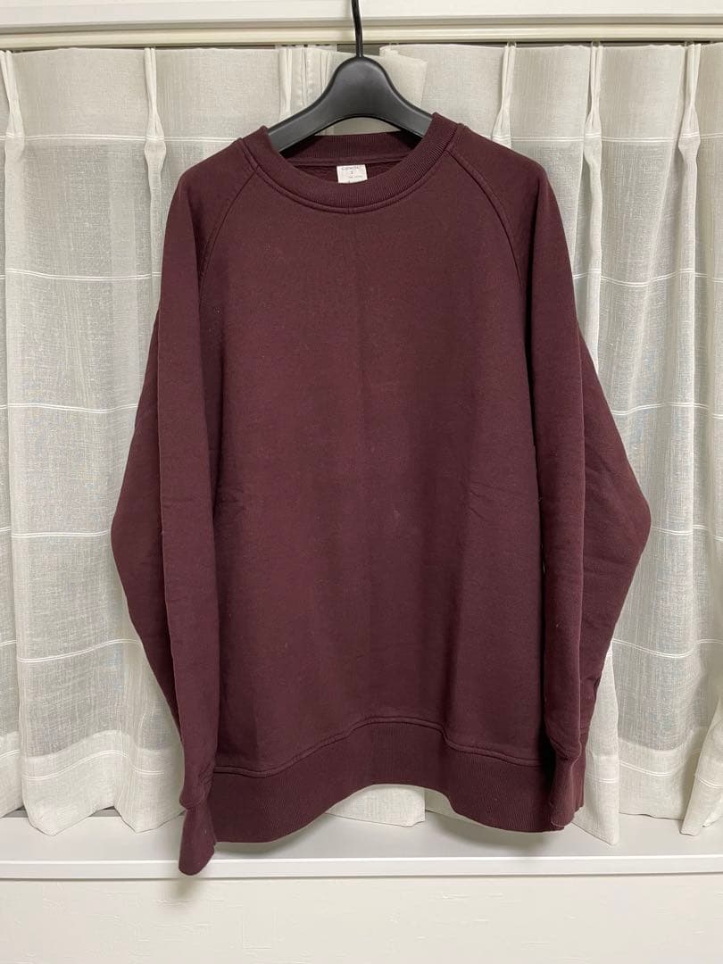 COMOLI 23AW コットン吊裏毛クルーネック 2 バーガンディ