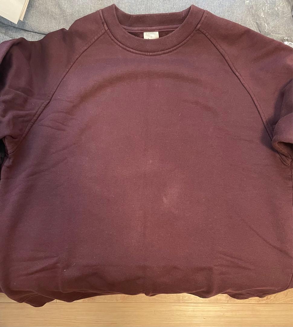 COMOLI 23AW コットン吊裏毛クルーネック 2 バーガンディ