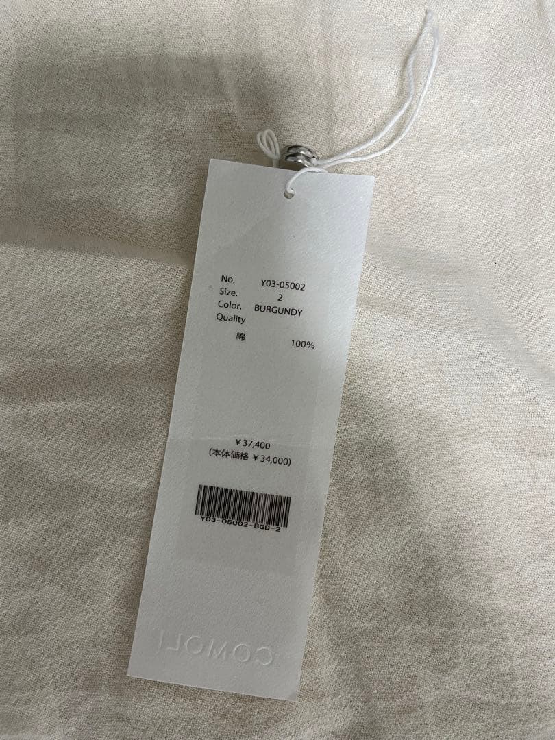 COMOLI 23AW コットン吊裏毛クルーネック 2 バーガンディ