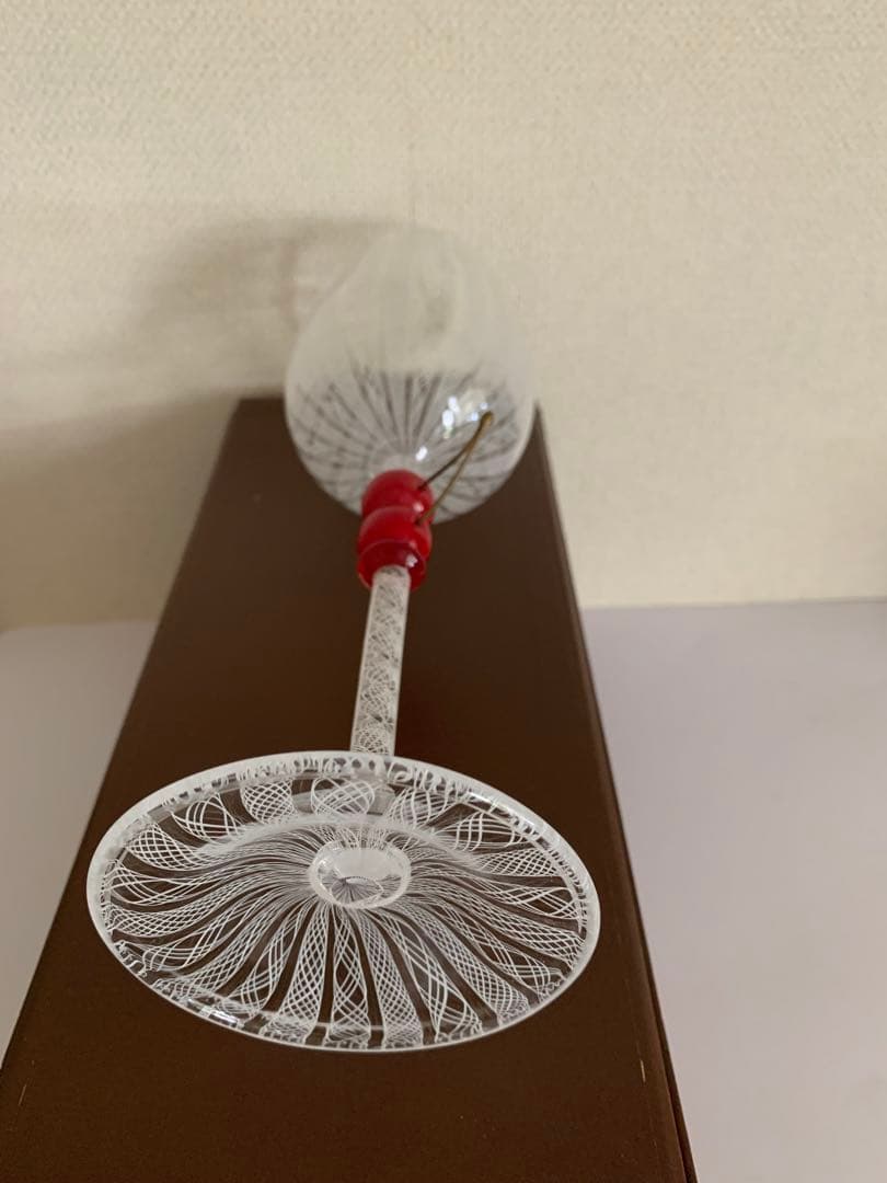 安田泰三手吹レース文様花器置物