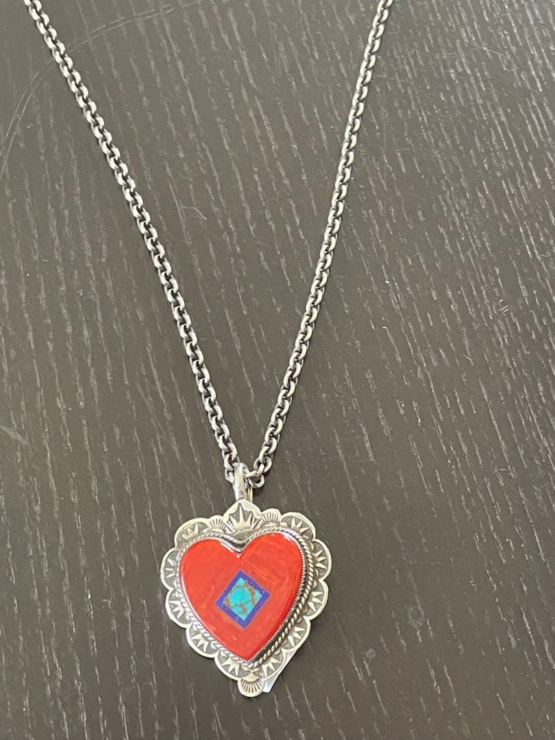 アルドリッチ珊瑚とターコイズとラピス。シルバー925のペンダントトップ